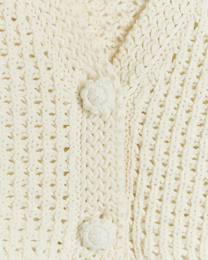 Girls ecru crochet crop cardigan