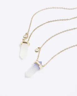 Girls gold BFF stone necklaces