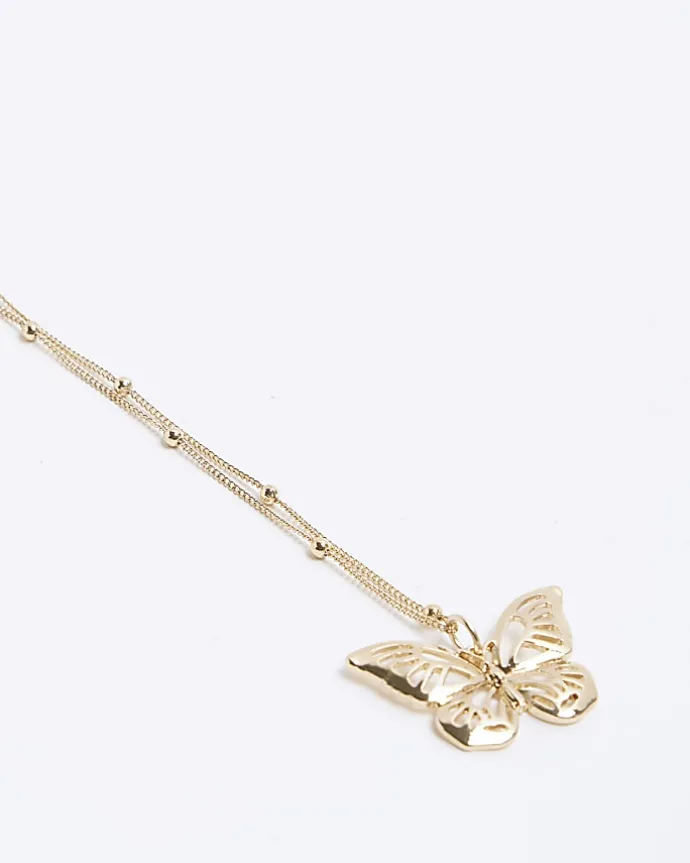 Girls gold butterfly necklace