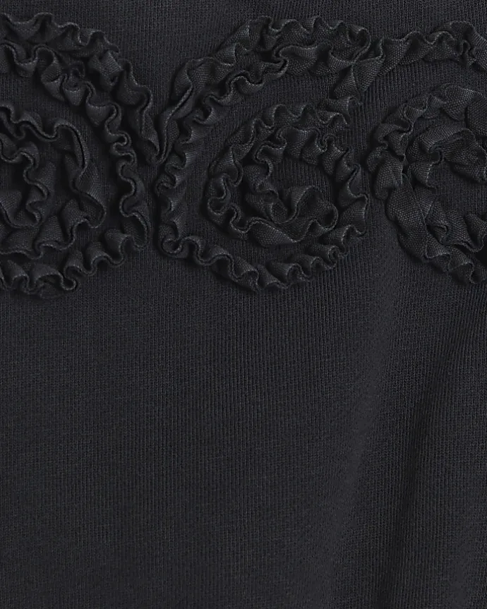 Girls grey flower bardot sweatshirt
