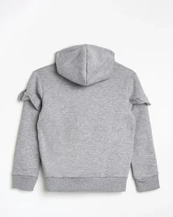 Girls grey HYPE frill hoodie