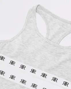 Girls grey RI crop top and brief set