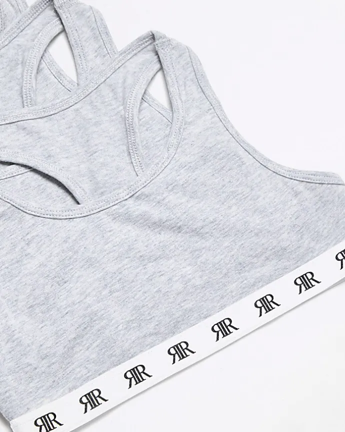 Girls grey RI racer crop top 3 pack