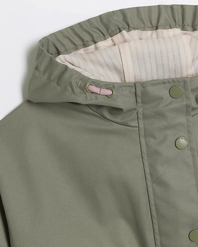 Girls khaki hooded parka jacket