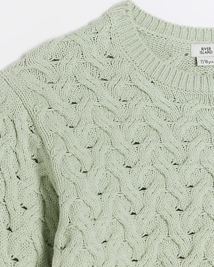 Girls khaki textured jumper
