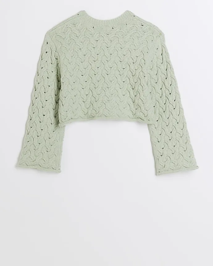 Girls khaki textured jumper