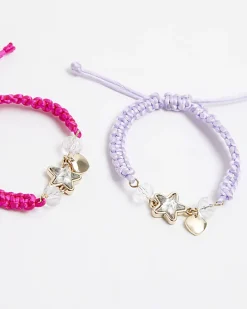 Girls pink BFF star bracelets