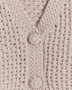 Girls pink crochet crop cardigan