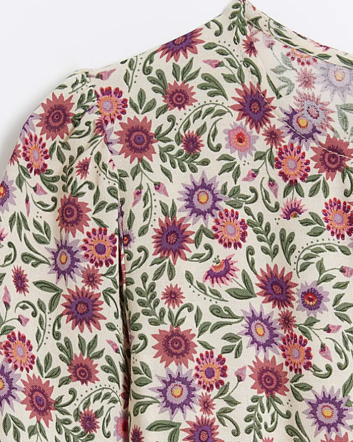 Girls pink daisy floral belted dress
