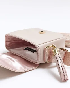 Girls pink embossed RI cross body bag