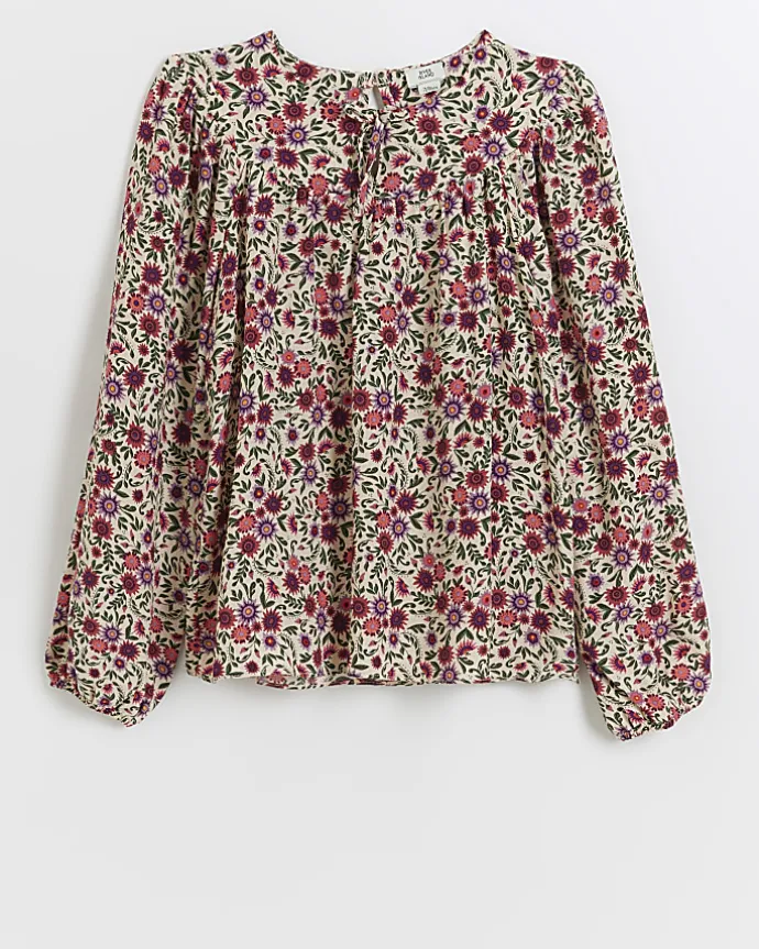 Girls pink floral blouse