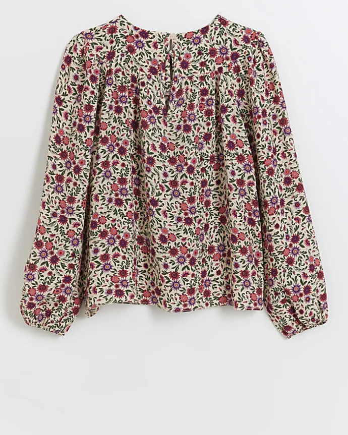 Girls pink floral blouse