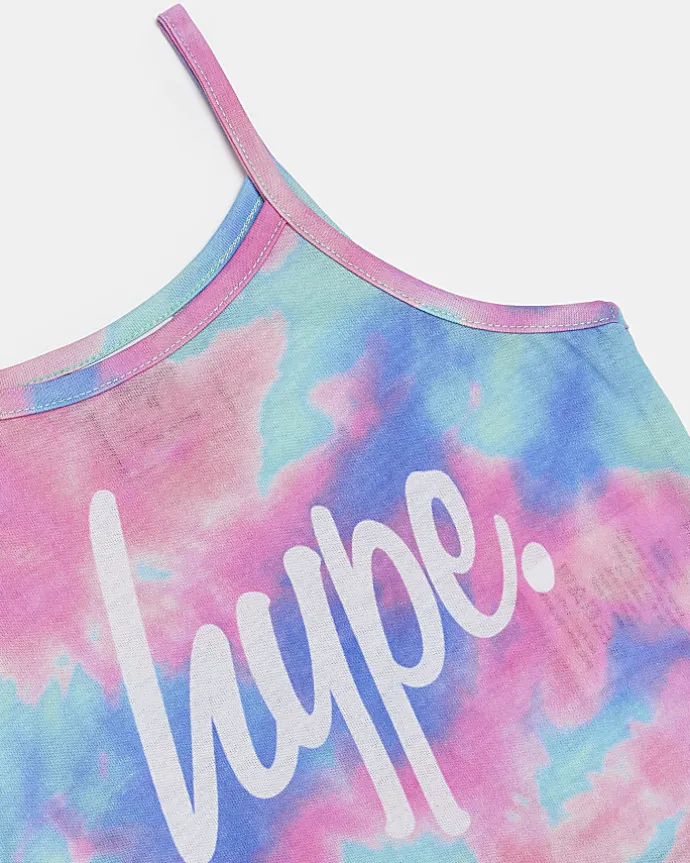 Girls pink HYPE tie dye cami top