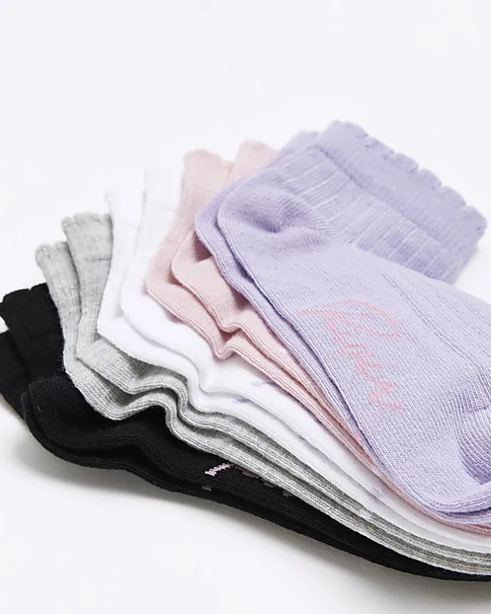 Girls purple trainer socks 5 pack