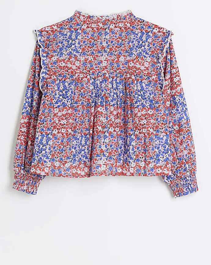 Girls Red floral lace blouse
