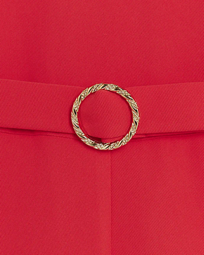 Girls red short sleeve belted playsuit