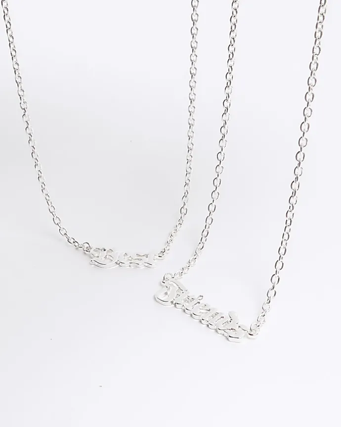Girls silver BFF necklaces