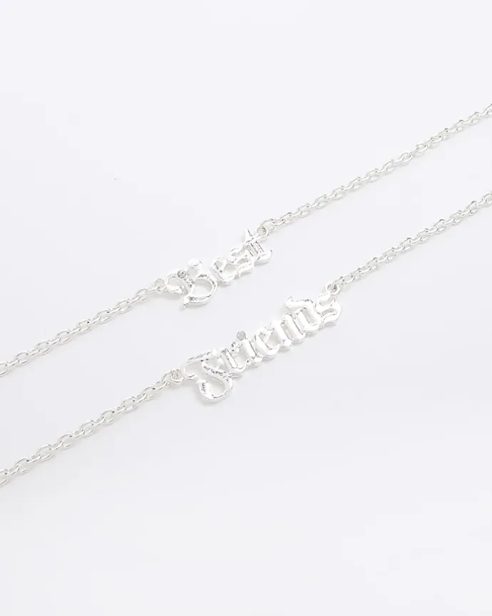 Girls silver BFF necklaces