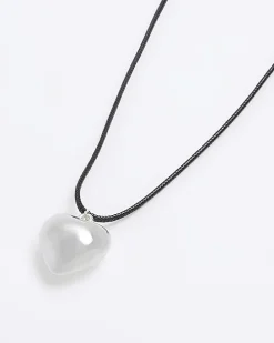 Girls silver heart necklace