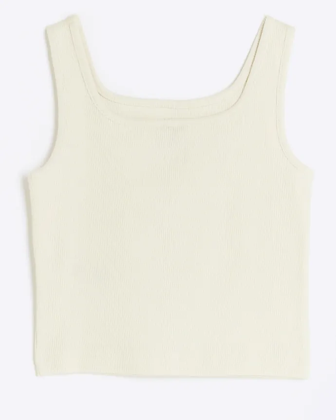 Girls stone rib embroidered logo crop vest