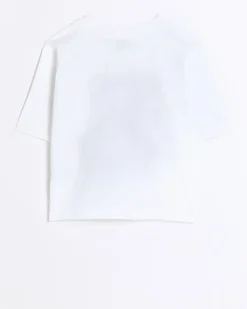 Girls white bear graphic print t-shirt