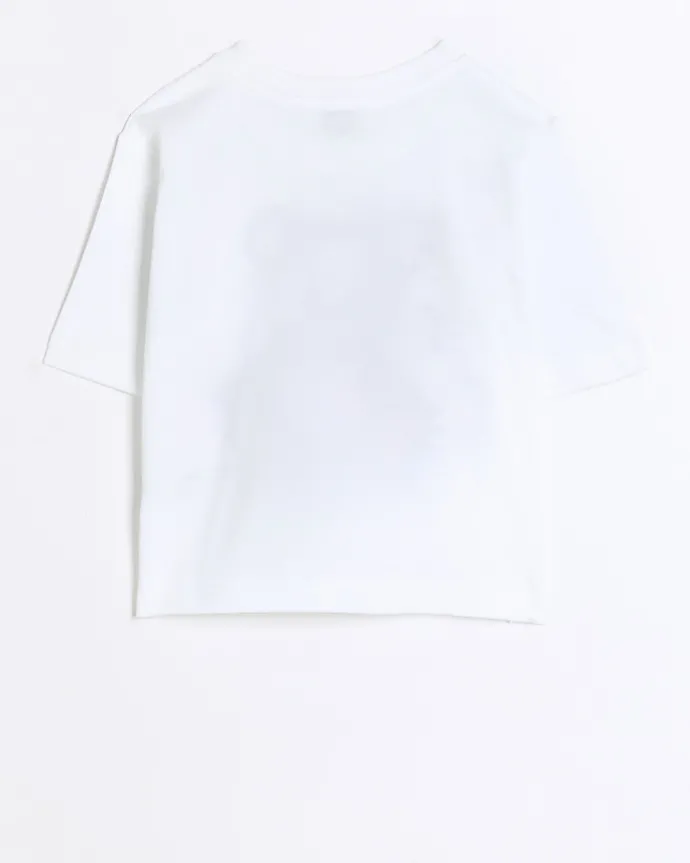 Girls white bear graphic print t-shirt