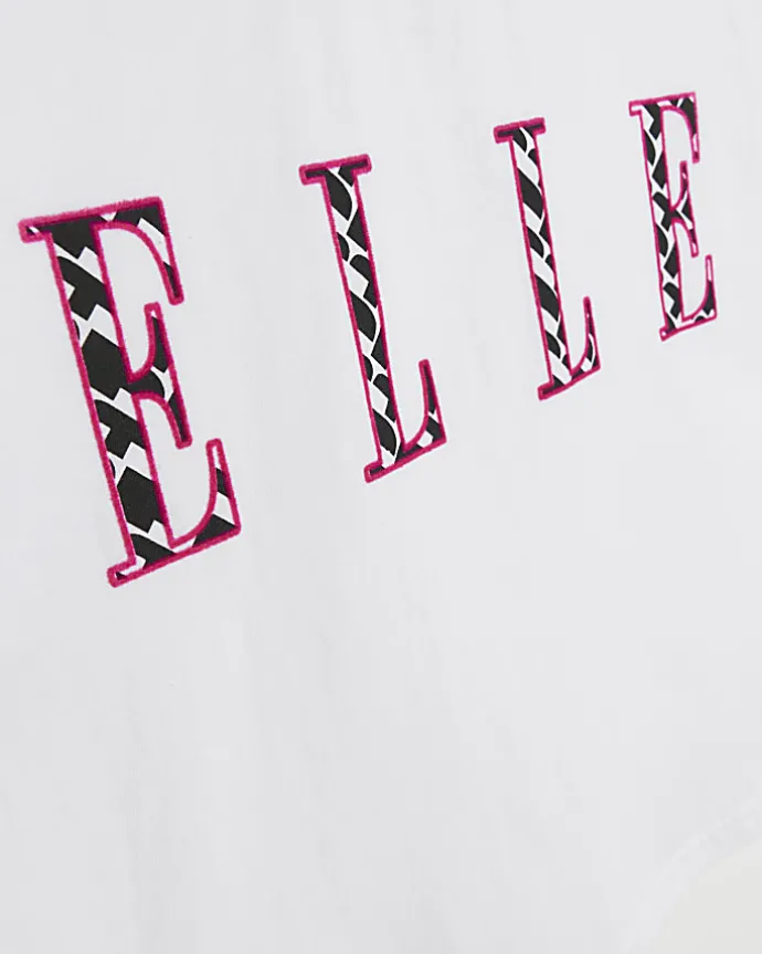 Girls white Elle printed crop t-shirt