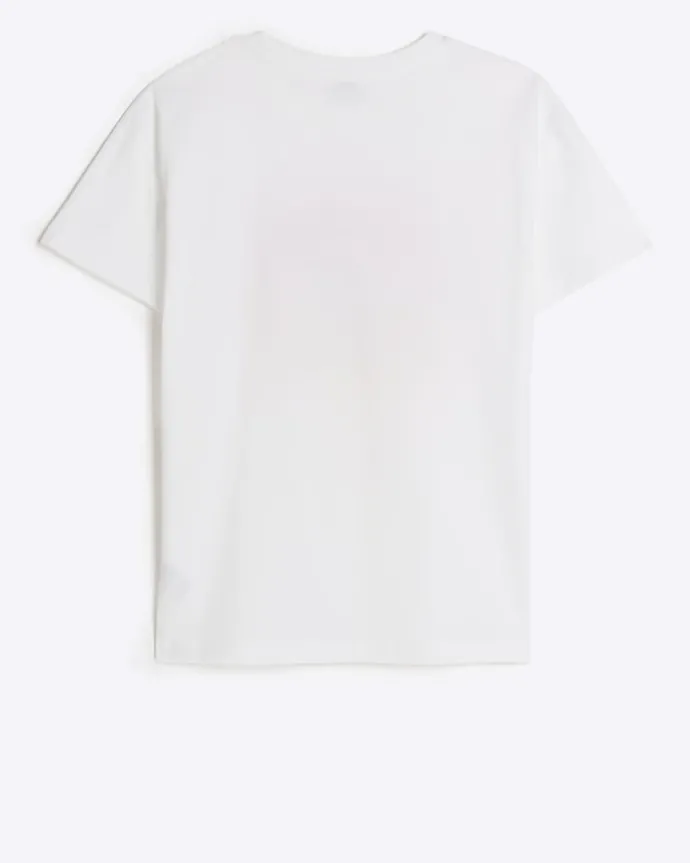 Girls white embellished graphic t-shirt