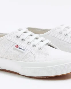Girls white Superga lace up trainers