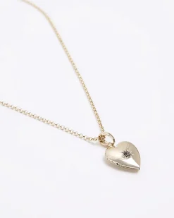 Gold April Birthstone Heart Necklace