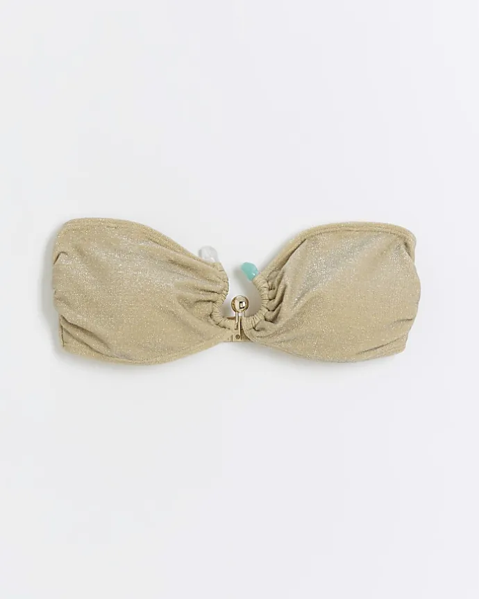 Gold bandeau bikini top