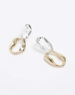 Gold chain link drop earrings