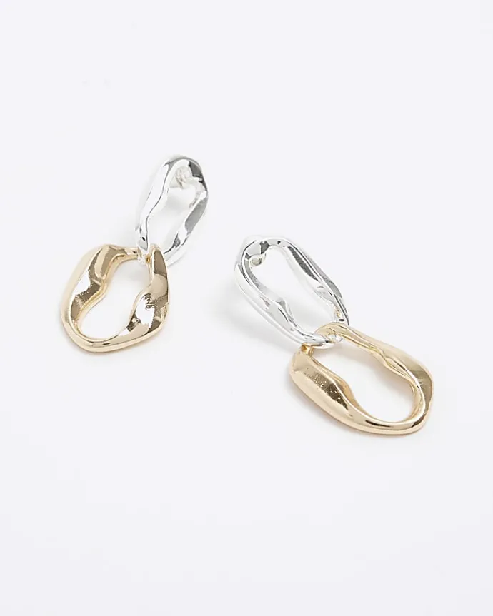 Gold chain link drop earrings