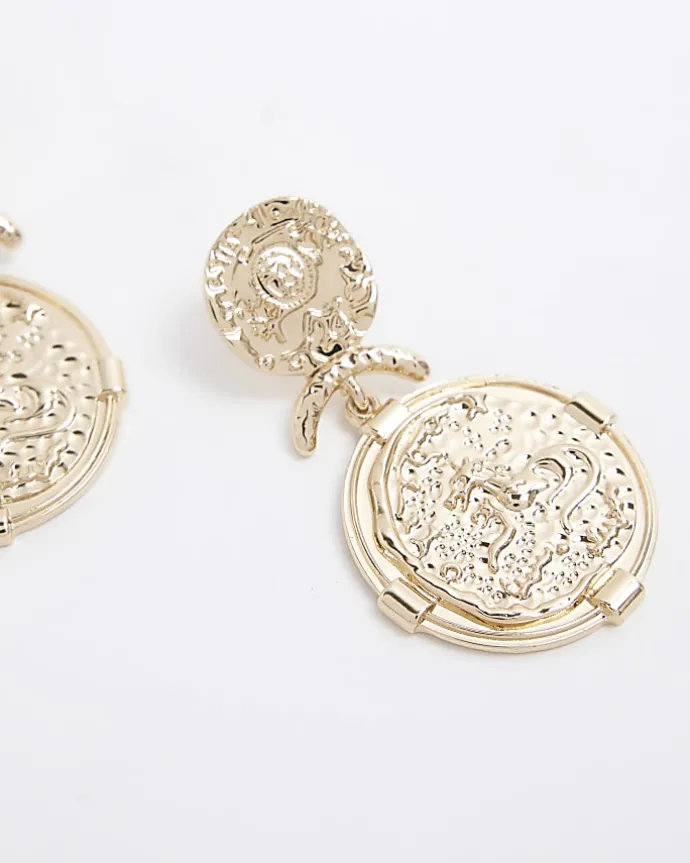 Gold Coin Drop Earrings