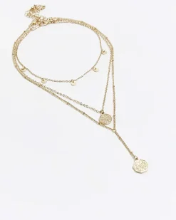 Gold Coin Multirow Necklace