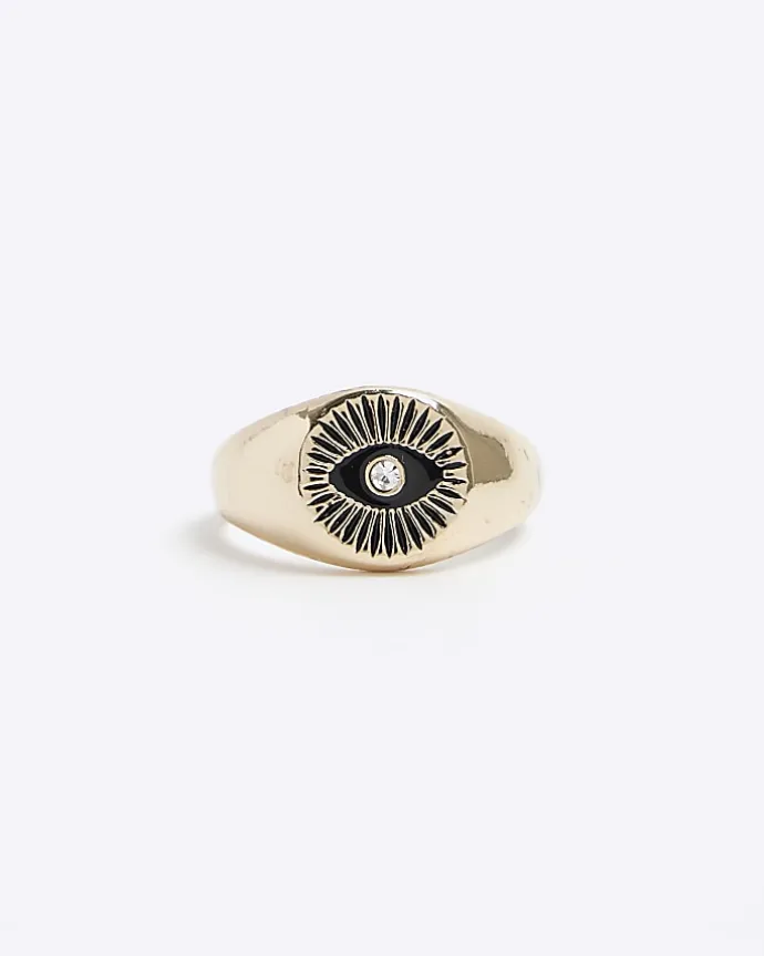 Gold Colour Eye Signet Ring