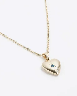 Gold December Birthstone Heart Necklace
