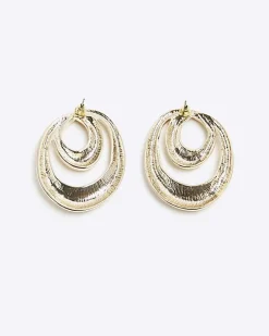 Gold Large Swirl Stud Earrings
