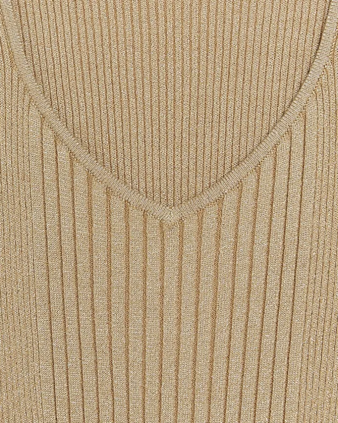 Gold long sleeve jumper midi dress