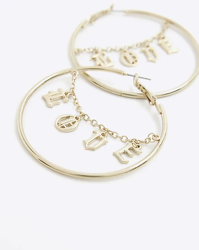 Gold Love Hoop Earrings