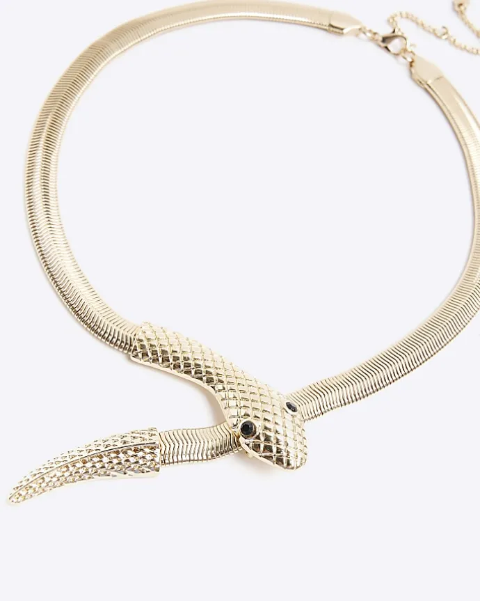 Gold Snake Collar Necklace