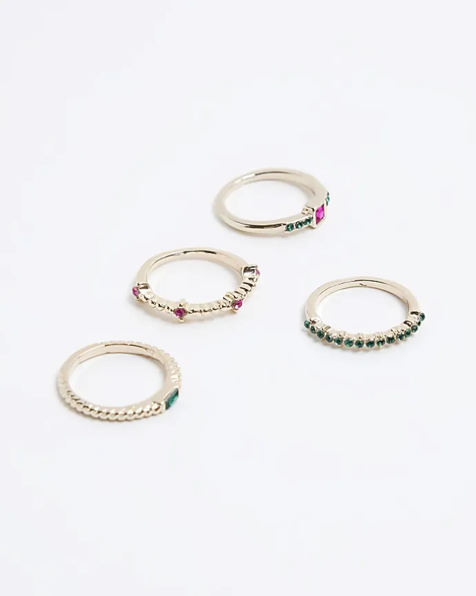 Gold stone ring multipack