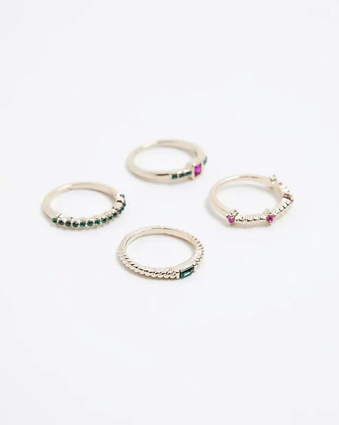 Gold stone ring multipack