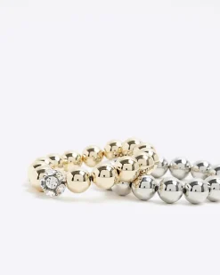 Gold stretch bracelet multipack