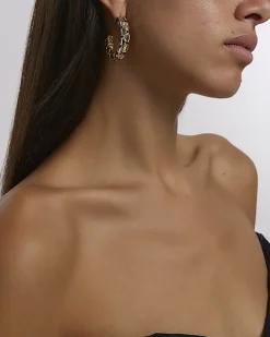 Gold Stud Hoop Earrings