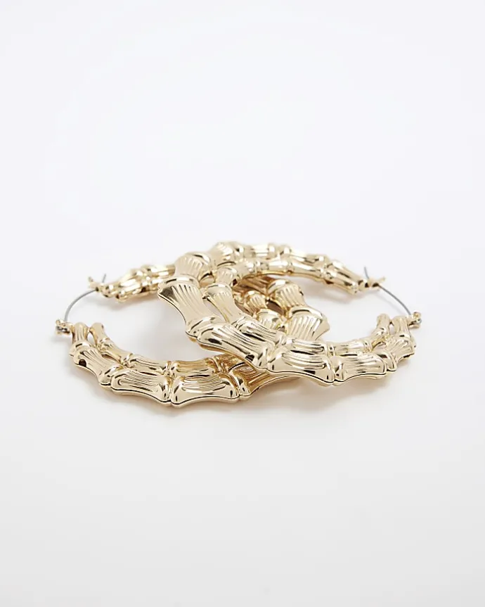 Gold textured hoop earrings