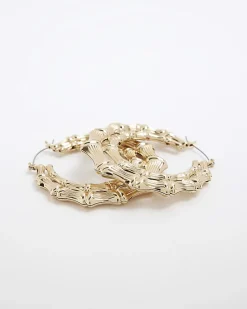 Gold textured hoop earrings