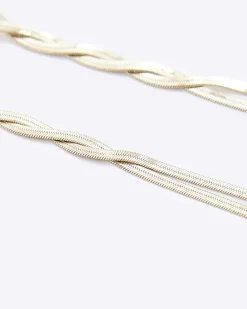 Gold Twist Chain Earrings