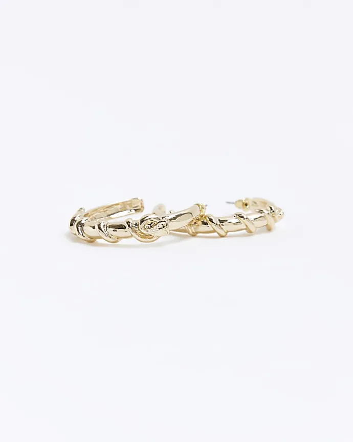 Gold twist hoop earrings