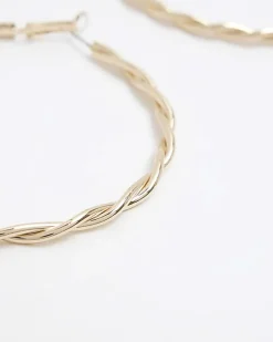 Gold twist hoop earrings